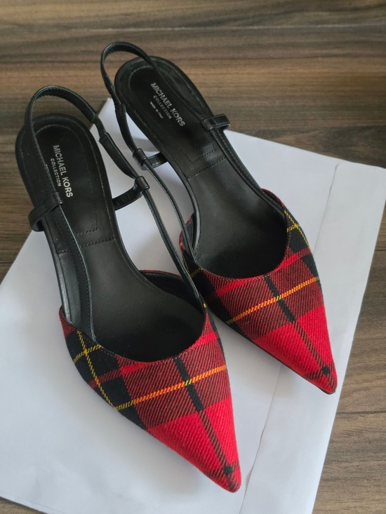 Michael Kors Shoes - Michael Kors Red Plaid Pointed Slingback Pointed Toes Size 8.5